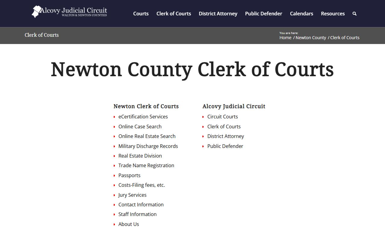Newton County Clerk of Superior Court overview