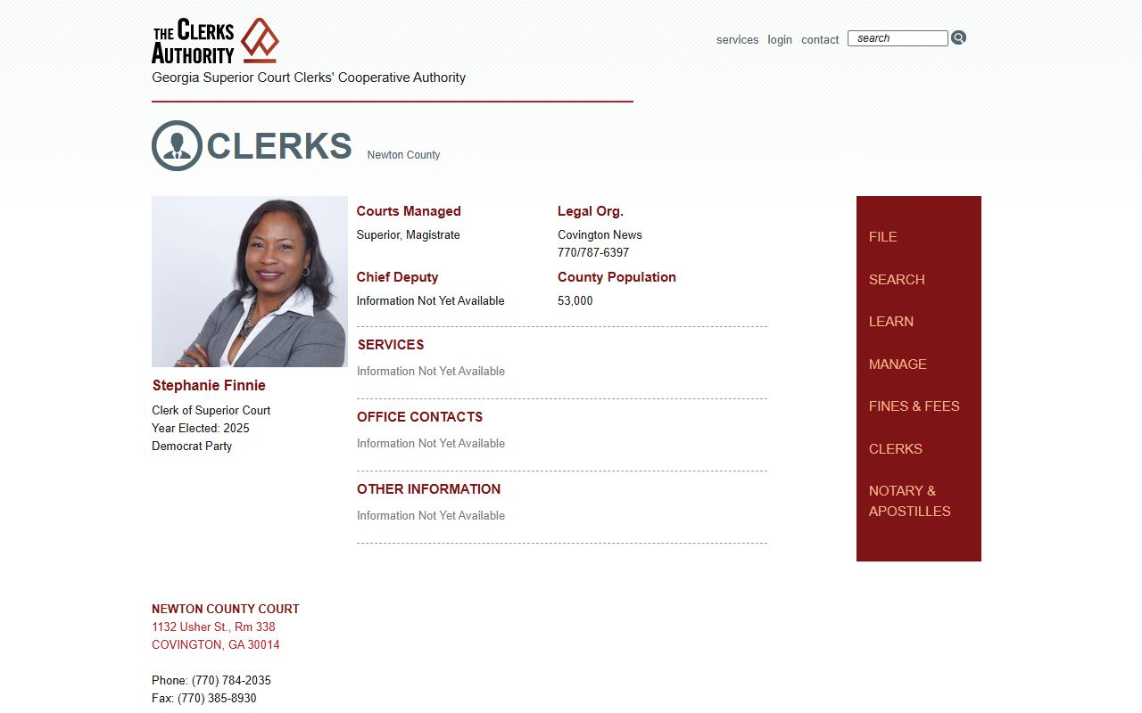 Newton County Clerk of Superior Court GSCCCA listing