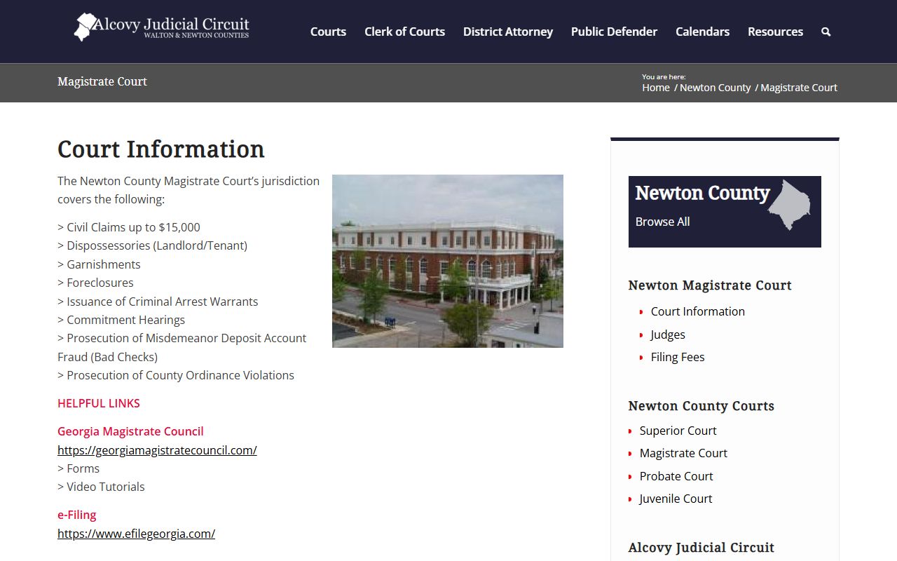 Newton County court dockets Magistrate Court overview