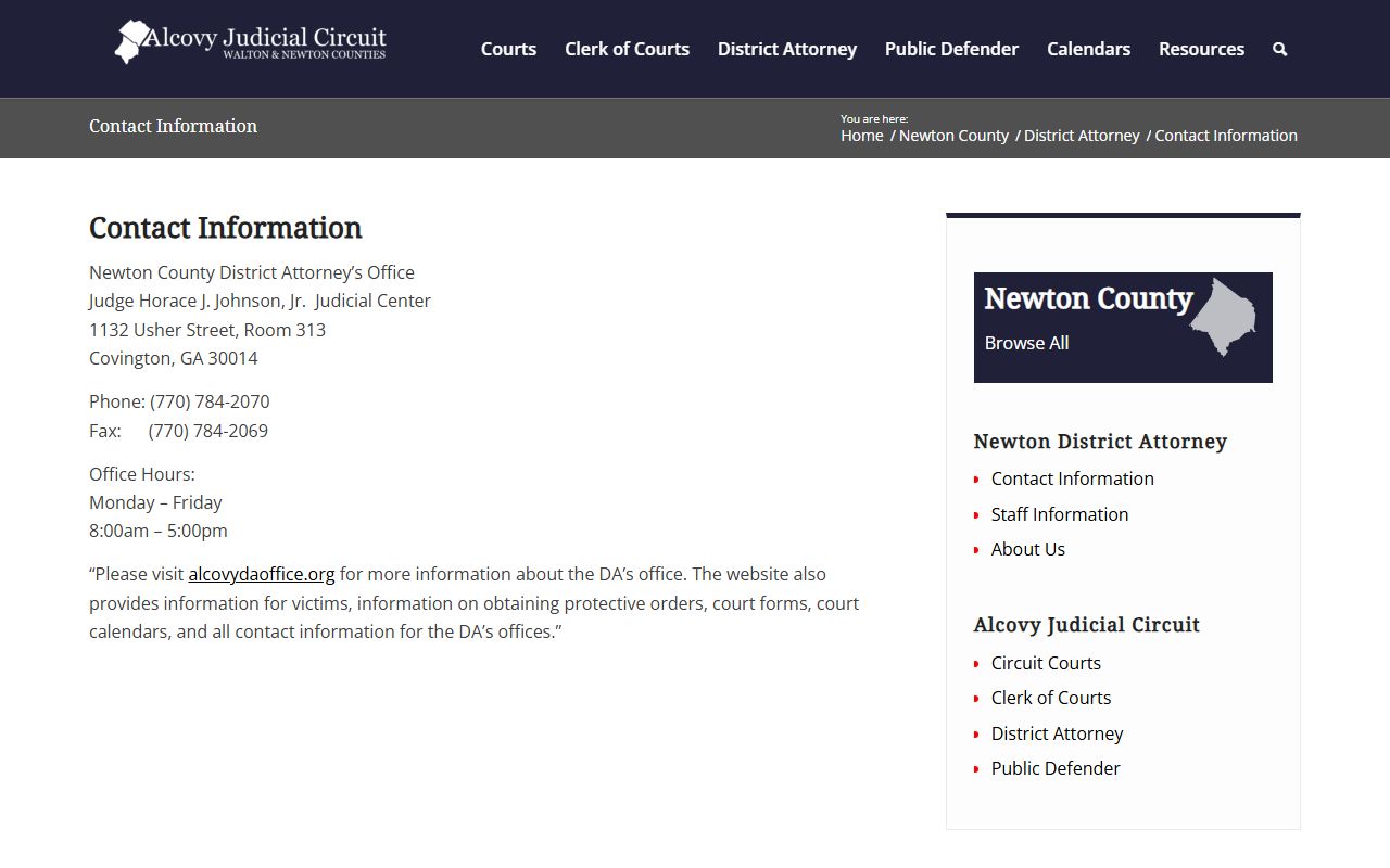 Newton County criminal court records District Attorney contact