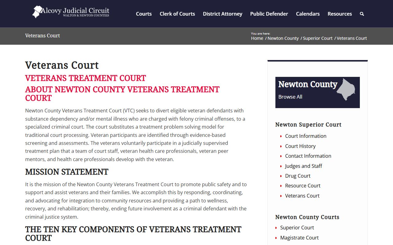 Newton County criminal court records Veterans Treatment Court