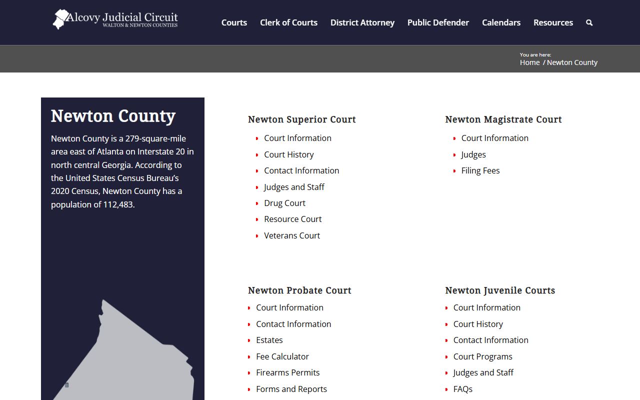 Newton County court records landing page for Alcovy Circuit