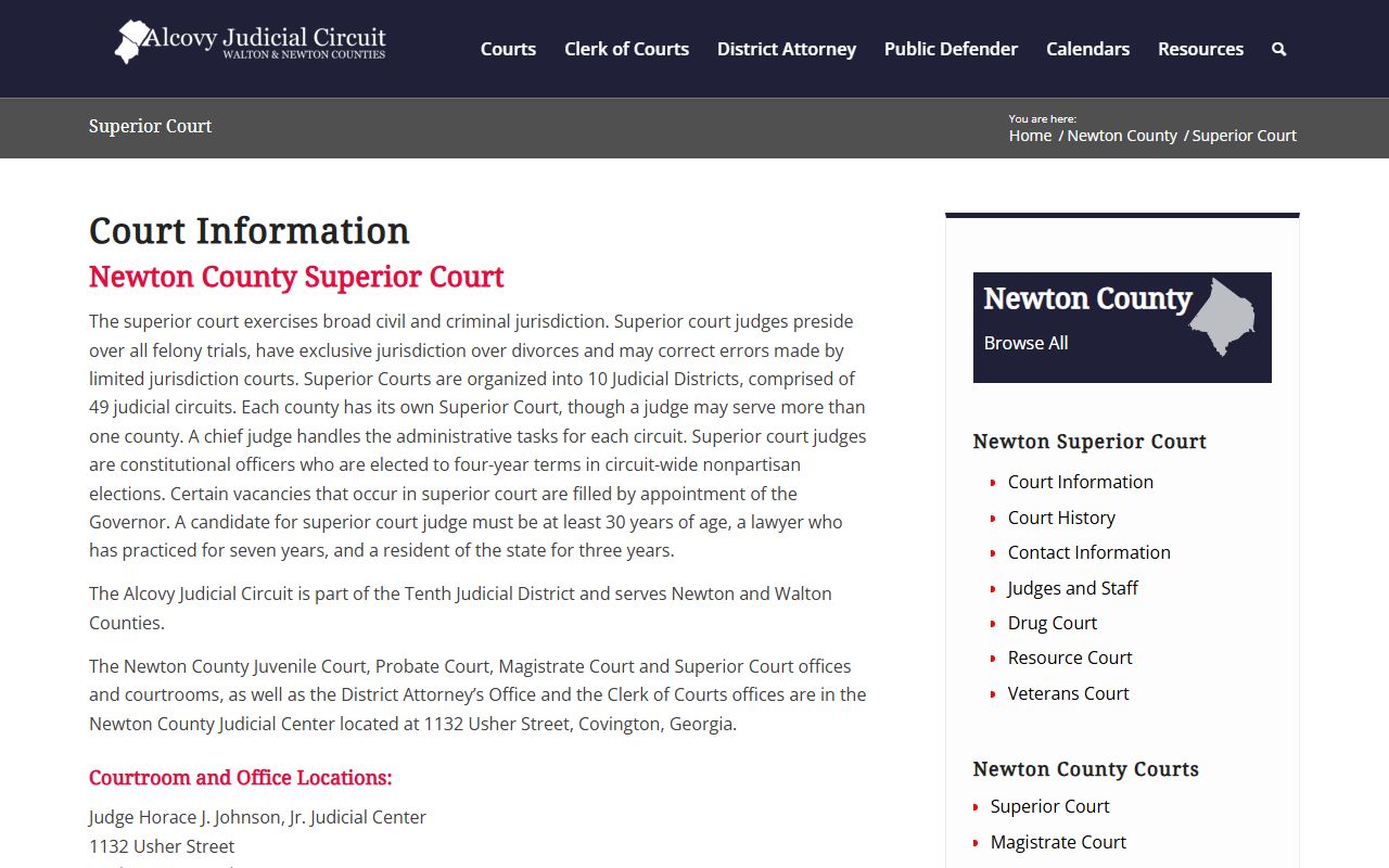 Newton County Superior Court records and specialty court overview
