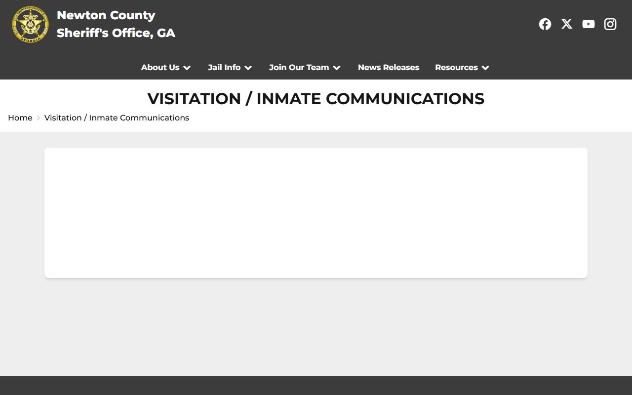 Newton County inmate records visitation communications page